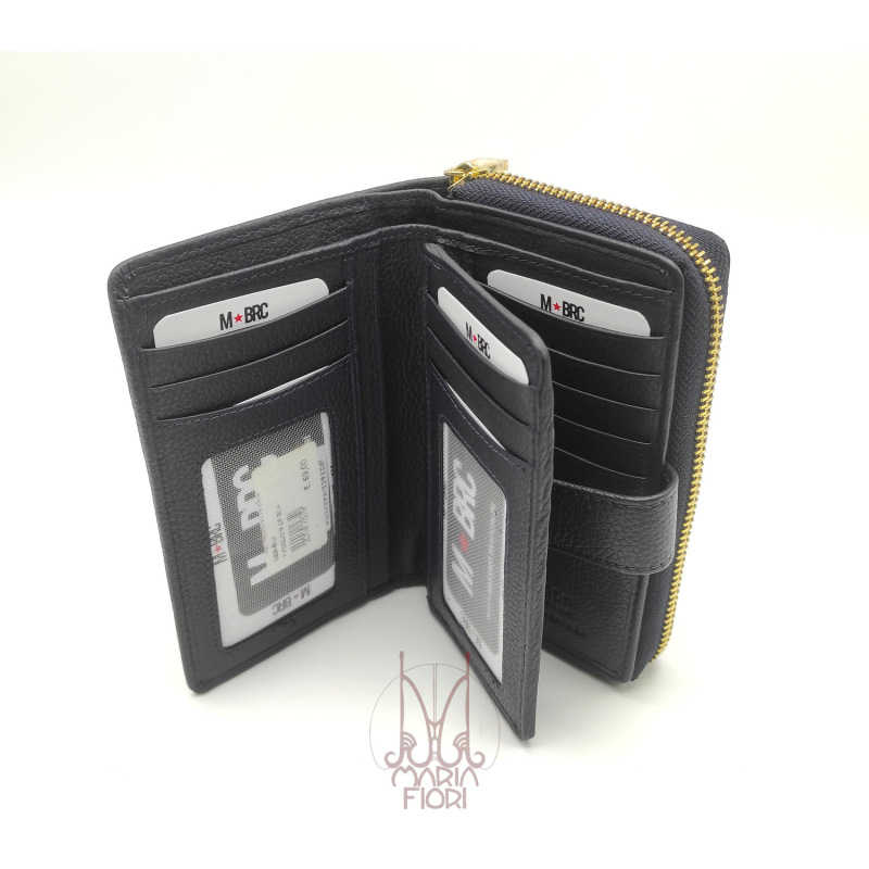 MBRC - Portafoglio Zip + Clip Medio in Pelle Blu Navy - immagine 2