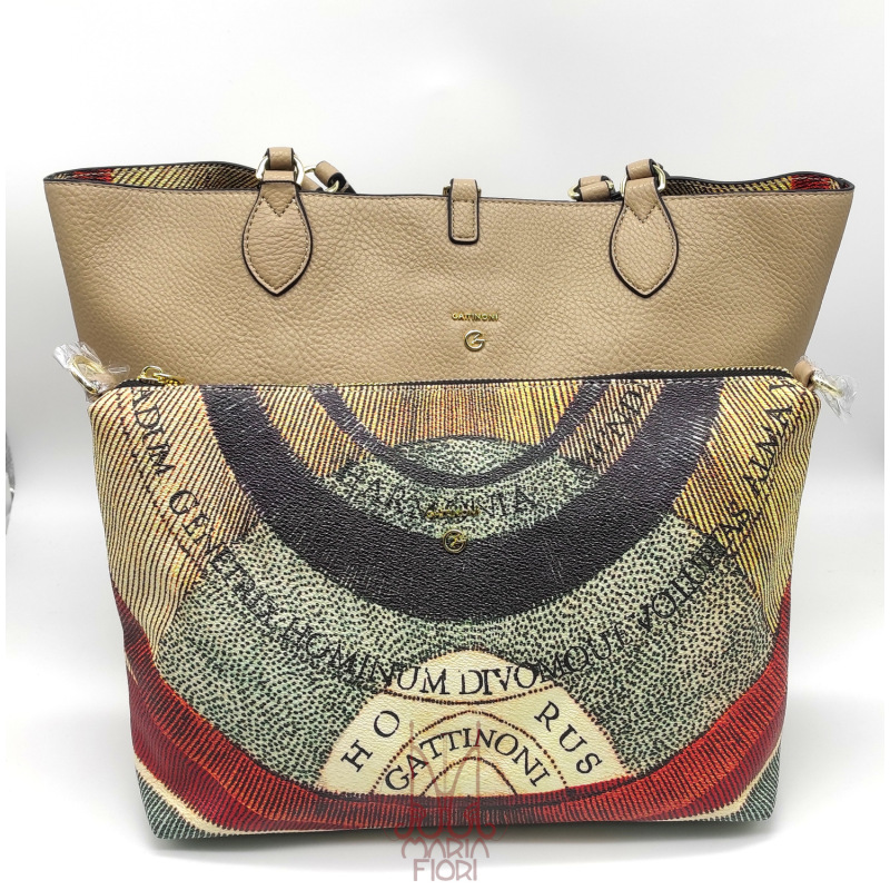 Gattinoni - Borsa Shopping reversibile doppia portabilità - Classic/Beige - immagine 2