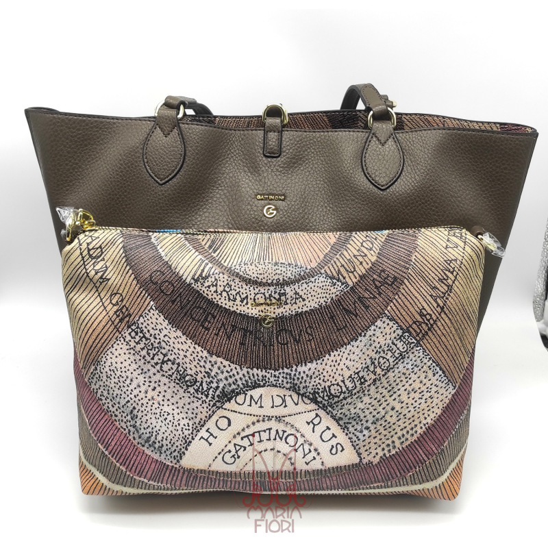 Gattinoni - Borsa Shopping reversibile doppia portabilità - Wild/D.Brown - immagine 2