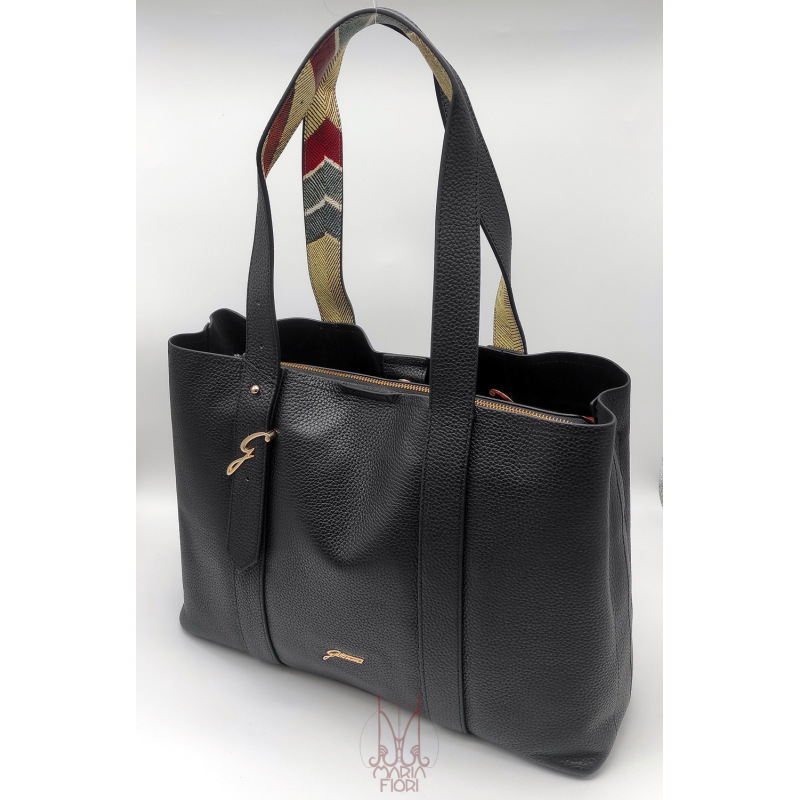 Gattinoni - Borsa Shopping Pelle Hellen  - Nero/Planetarium Classic