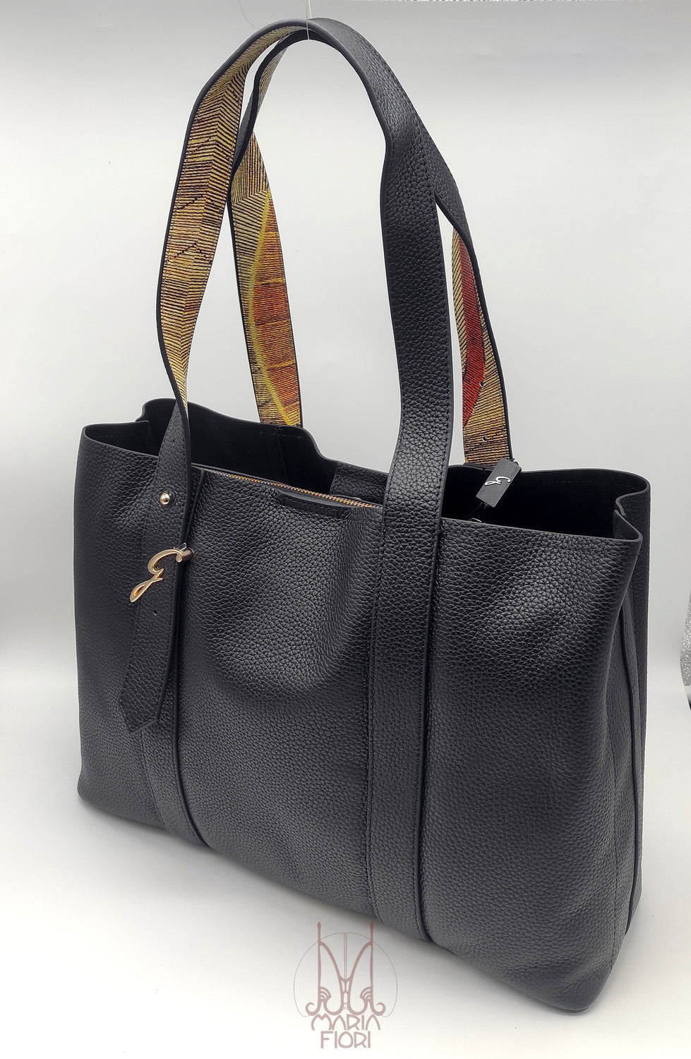 Gattinoni - Borsa Shopping Pelle Hellen  - Nero/Planetarium Classic - immagine 2