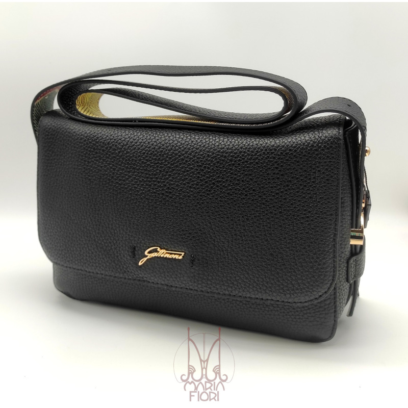 Gattinoni - Borsa Flap Pelle Hellen - Nero/Planetarium Classic