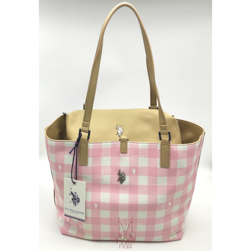 U.S. POLO Borsa Shopping Rogersville M Reversibile 3 in 1 - Vichy+Desert