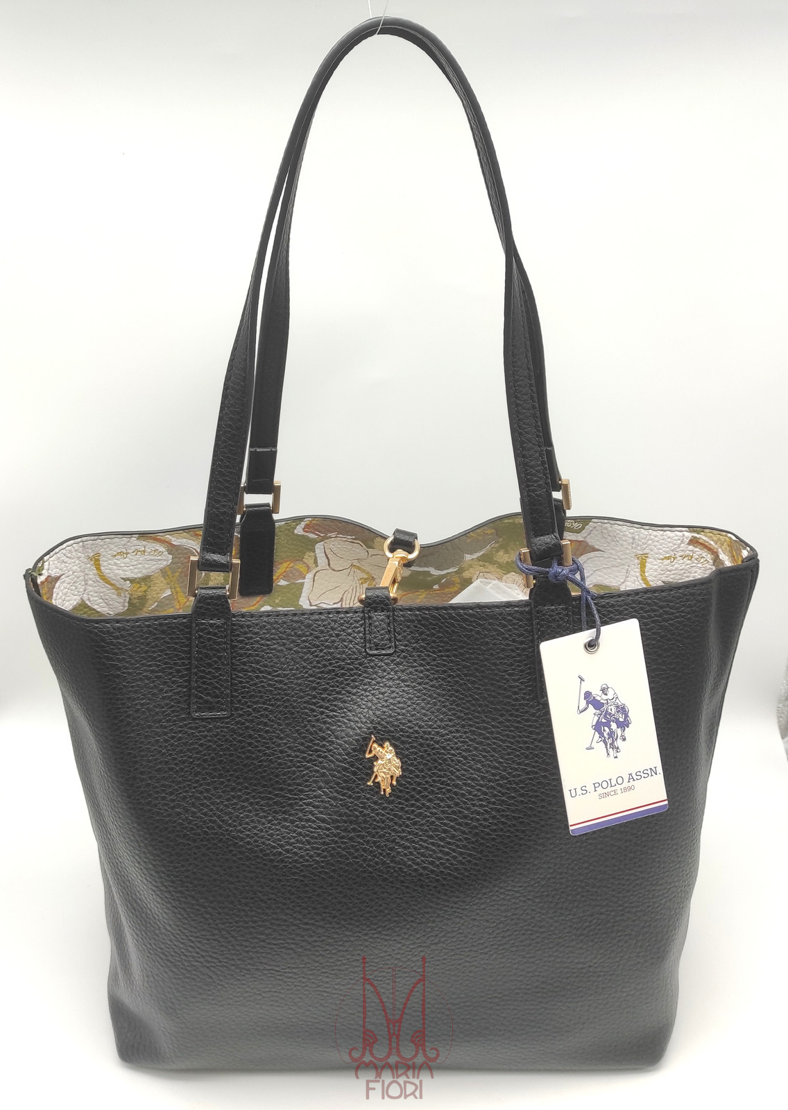 U.S. POLO Borsa Shopping Rogersville M Reversibile 3 in 1 - Floreal+Nero - immagine 2