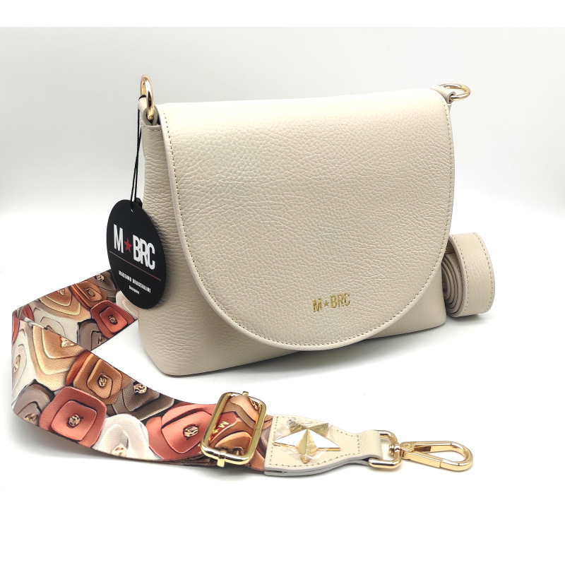 MBRC - Borsa Tracolla in Pelle c/patta Obona - Avorio