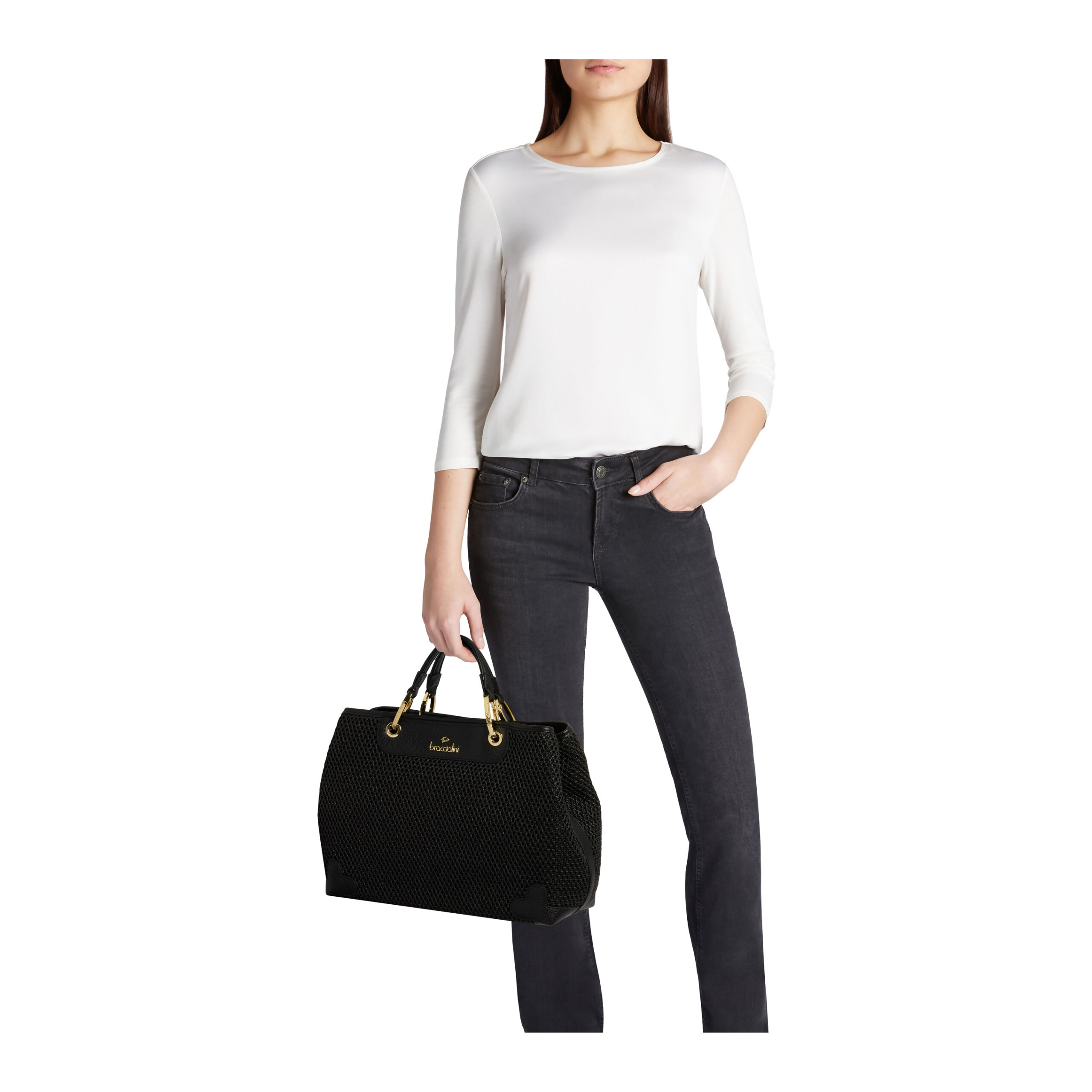 Braccialini Tua Borsa a mano L Beth Tricot - Nero - immagine 5