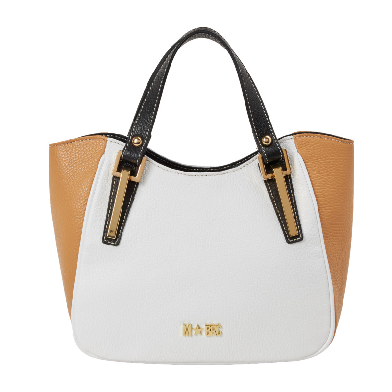 MBRC - Borsa a mano in Pelle King - Bianco/Camel