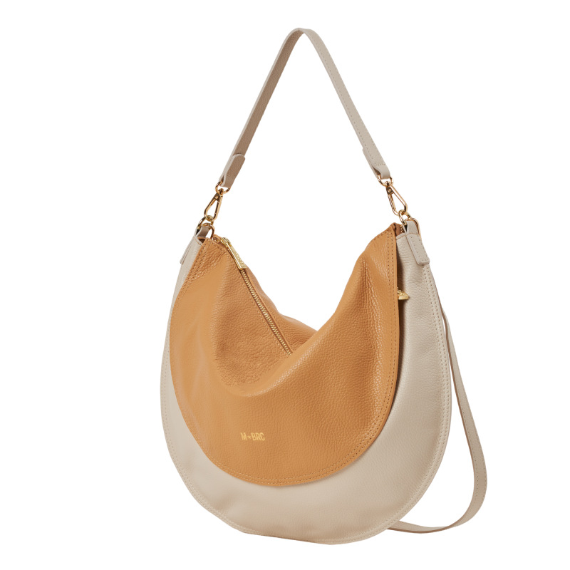 MBRC - Borsa Spalla in Pelle Sole - Avorio/Camel