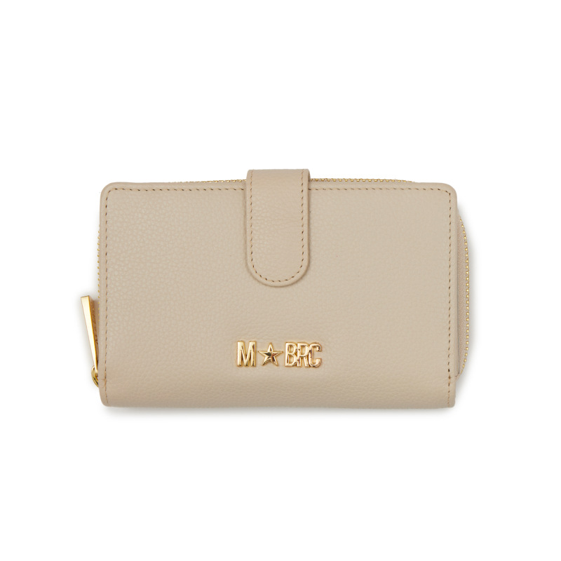 MBRC - Portafoglio Zip + Clip Medio in Pelle Avorio