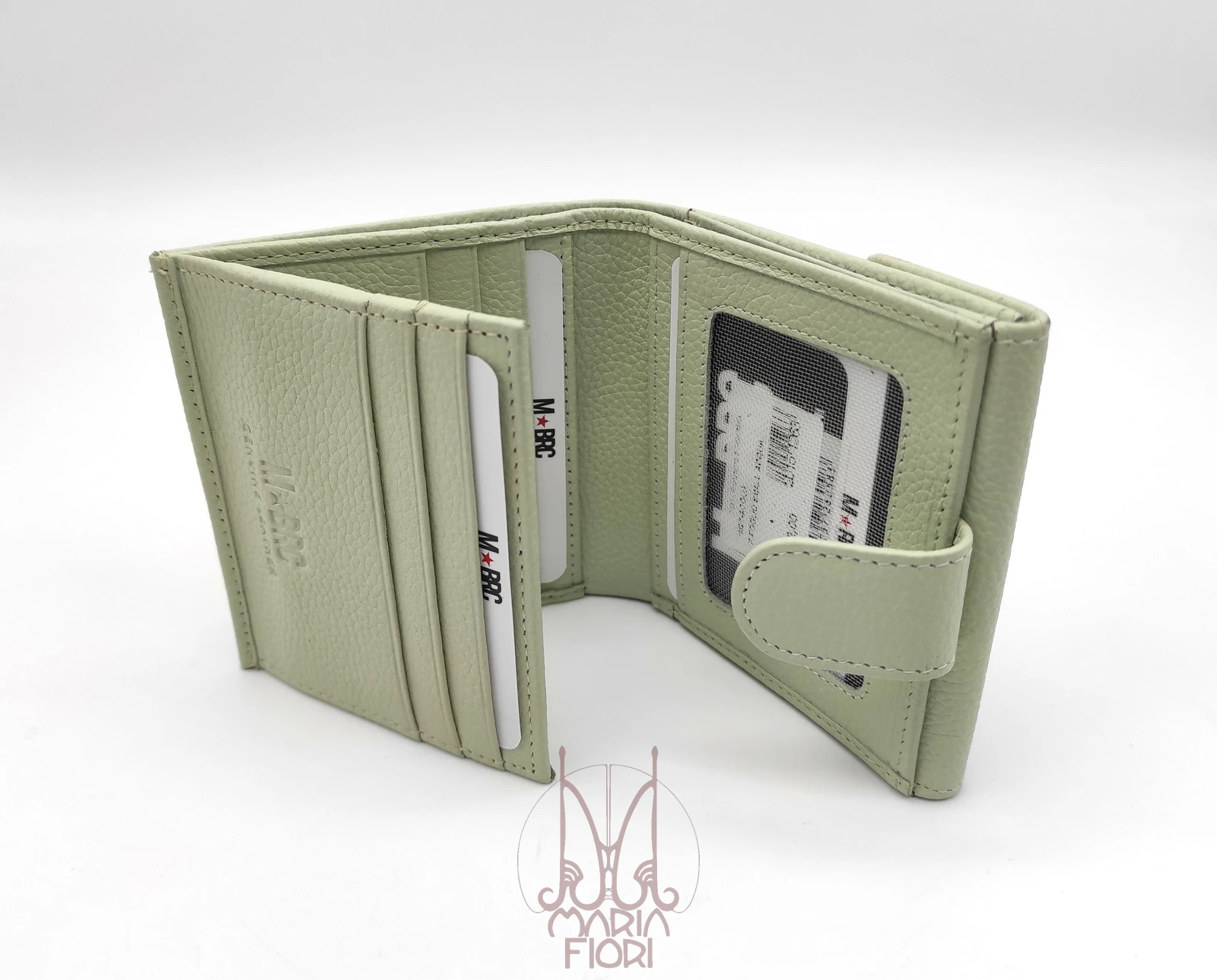 MBRC - Portafoglio piccolo flap p/monete in Pelle - Verde Acqua - immagine 2