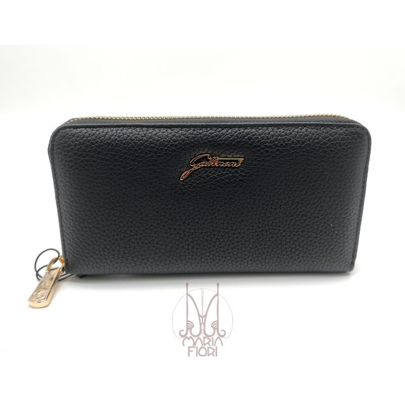 Gattinoni - Portafoglio Zip Around Pelle Hellen Nero/Planetarium