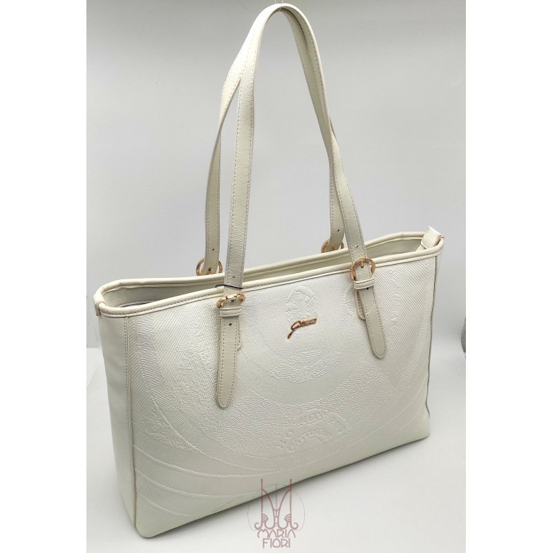 Gattinoni - Borsa Shopping L Planetarium Engrave Bianco