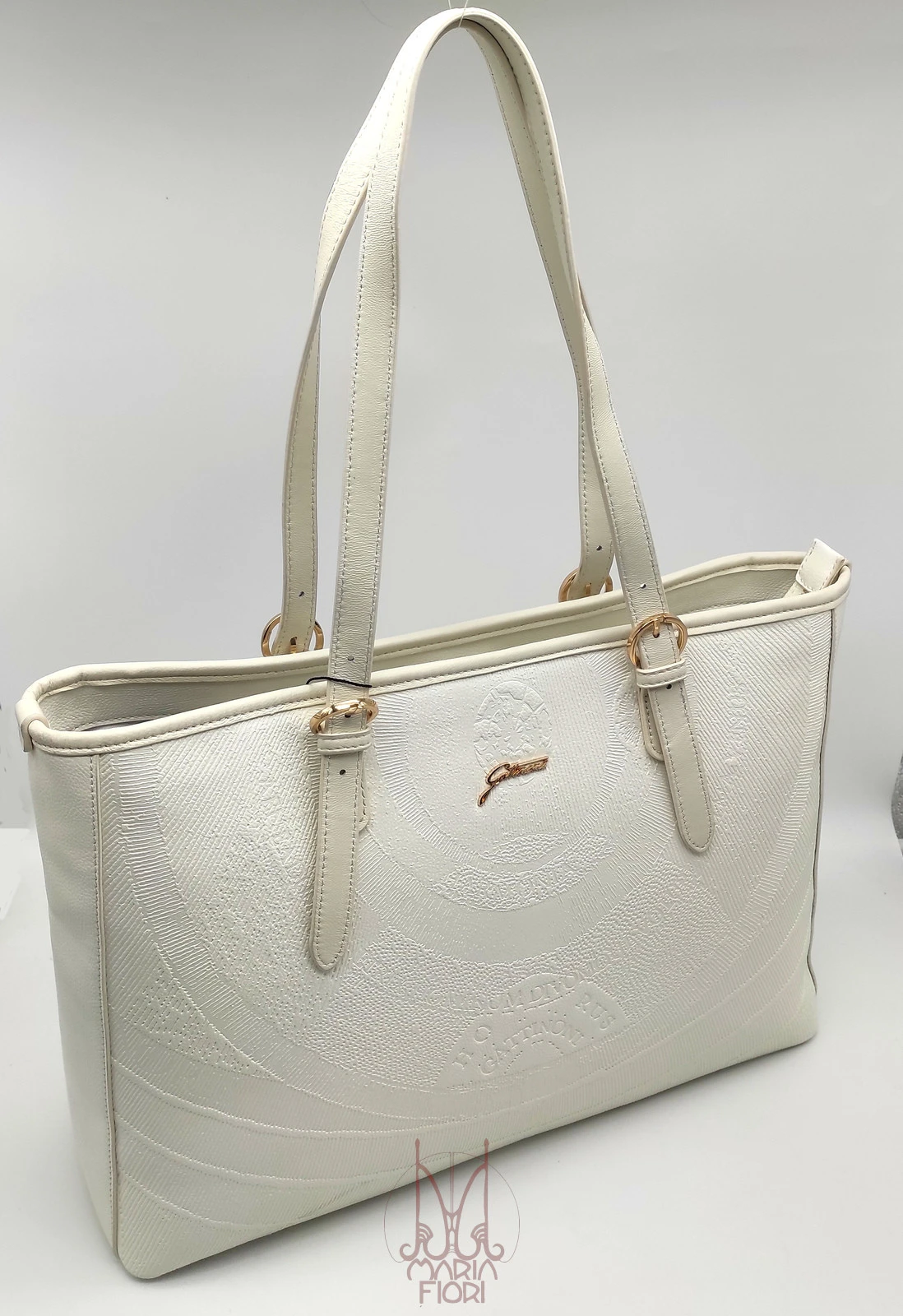Gattinoni - Borsa Shopping L Planetarium Engrave Bianco