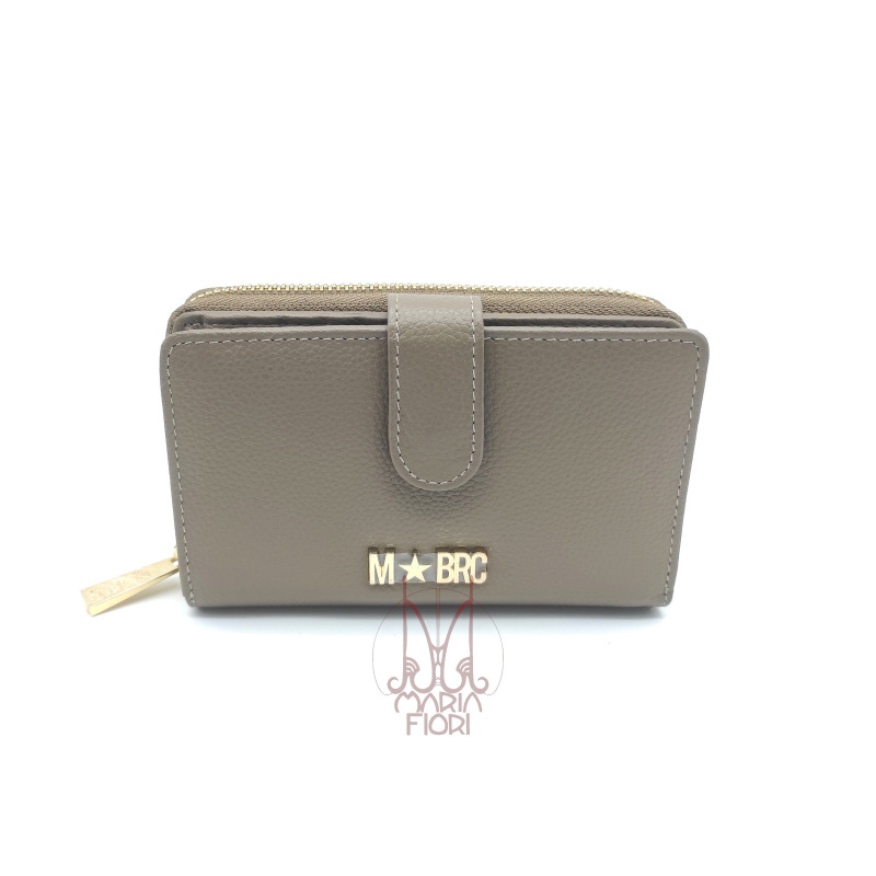 MBRC - Portafoglio Zip + Clip Medio in Pelle Taupe