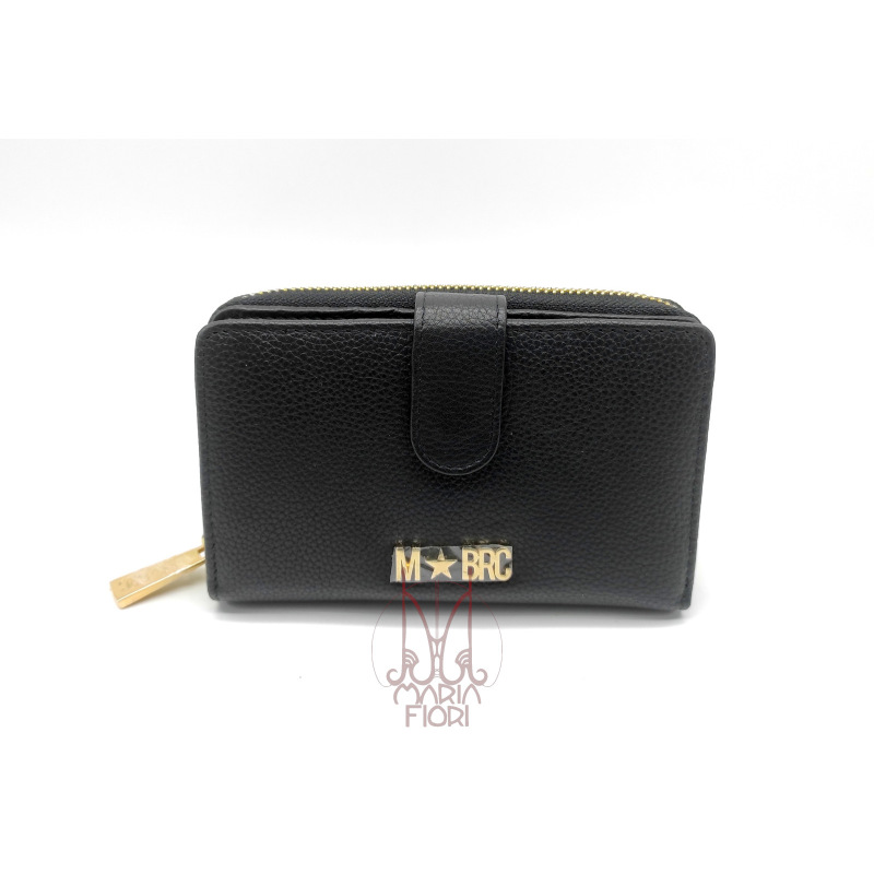 MBRC - Portafoglio Zip + Clip Medio in Pelle Nero