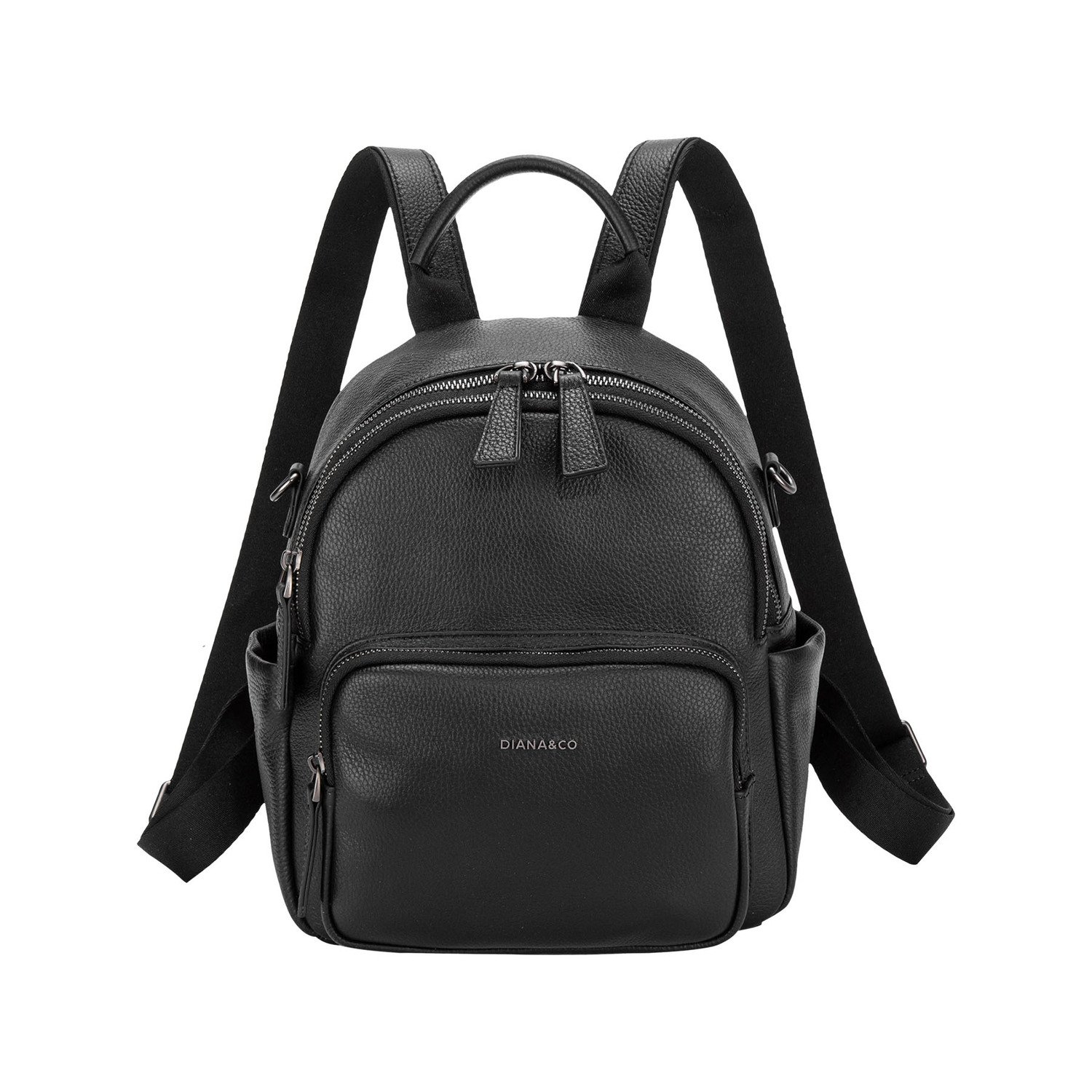Diana&co Zaino piccolo in pelle multi zip - Nero