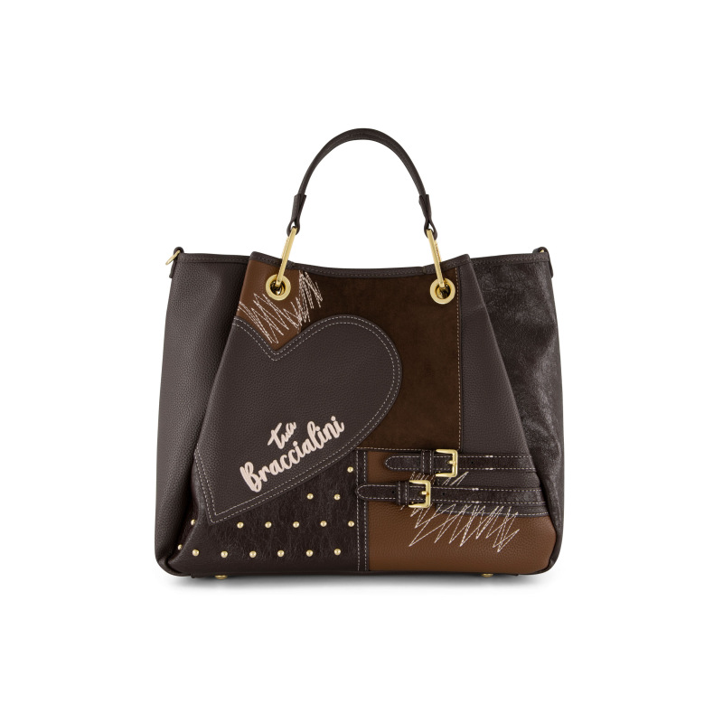 Braccialini Tua Borsa a mano L Amy Patchwork  - Marrone Multi
