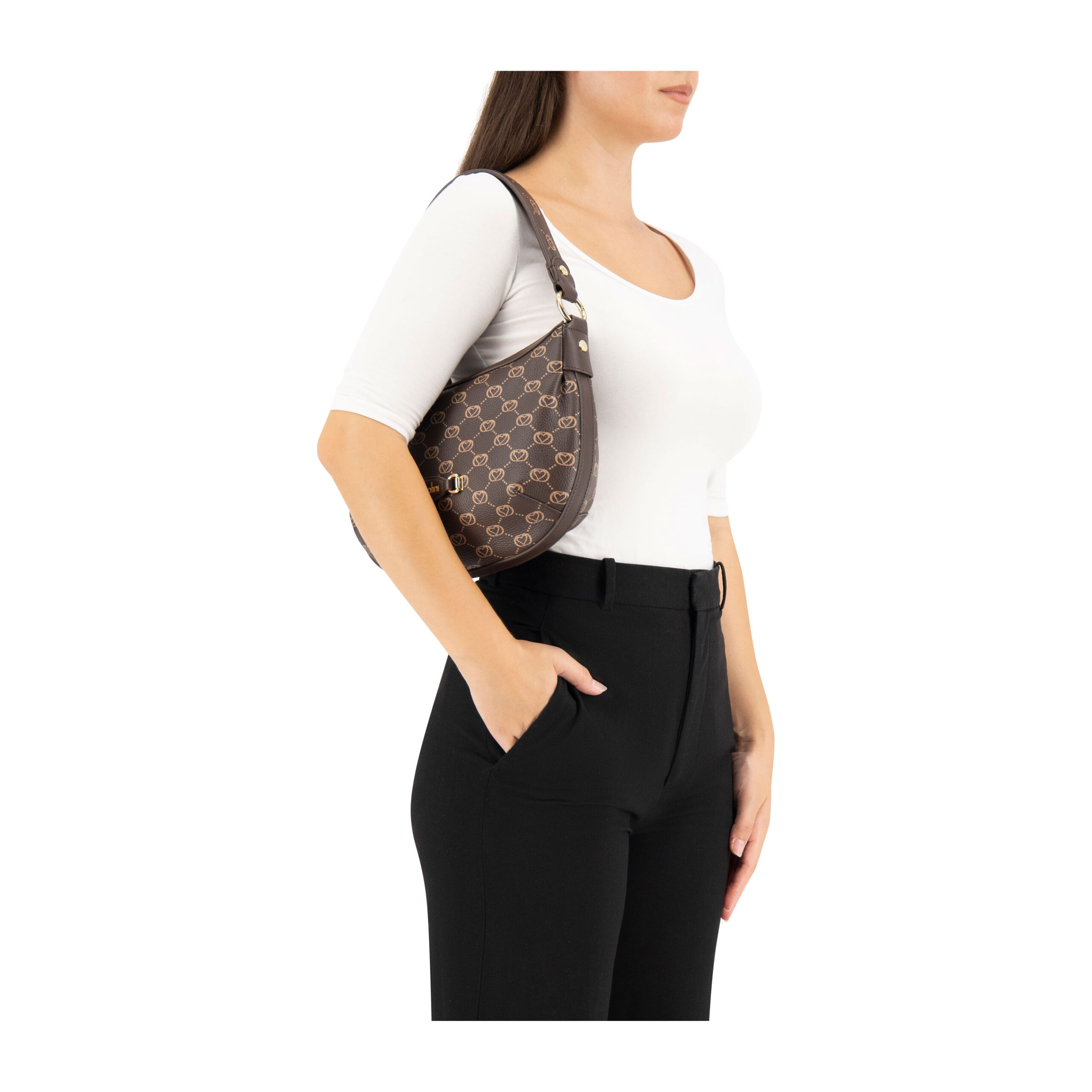 Braccialini Tua Borsa a spalla in Pelle Monogram - Marrone - immagine 4
