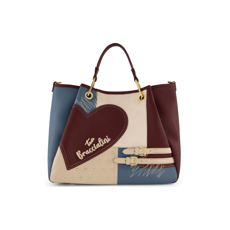 Braccialini Tua Borsa a mano L Amy Patchwork  - Multi Bordeaux