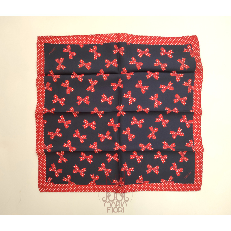 MOSCHINO Foulard Seta Twill 50x50 Blu Multi
