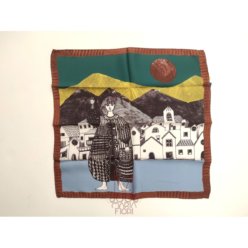 Barbieri - Foulard Seta Twill 53x53 - Blue Multi