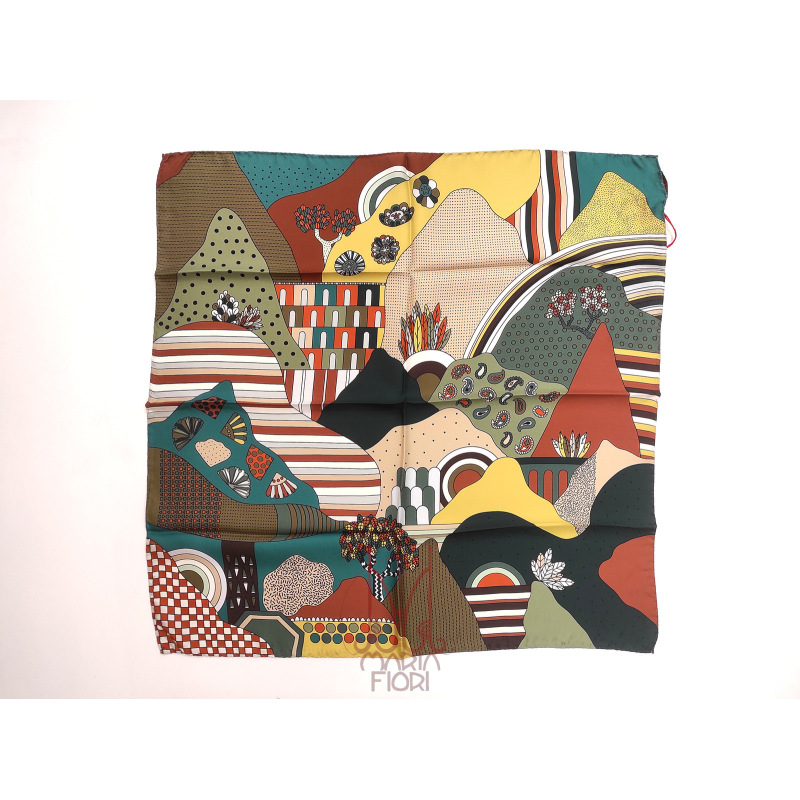 Barbieri Foulard Seta Twill 70x70 - Verde Multi