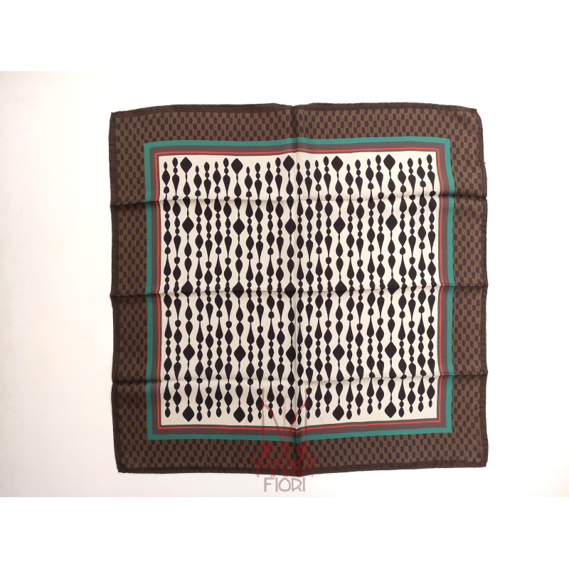 Barbieri Foulard Seta Twill 70x70 - Beige/Marrone Multi