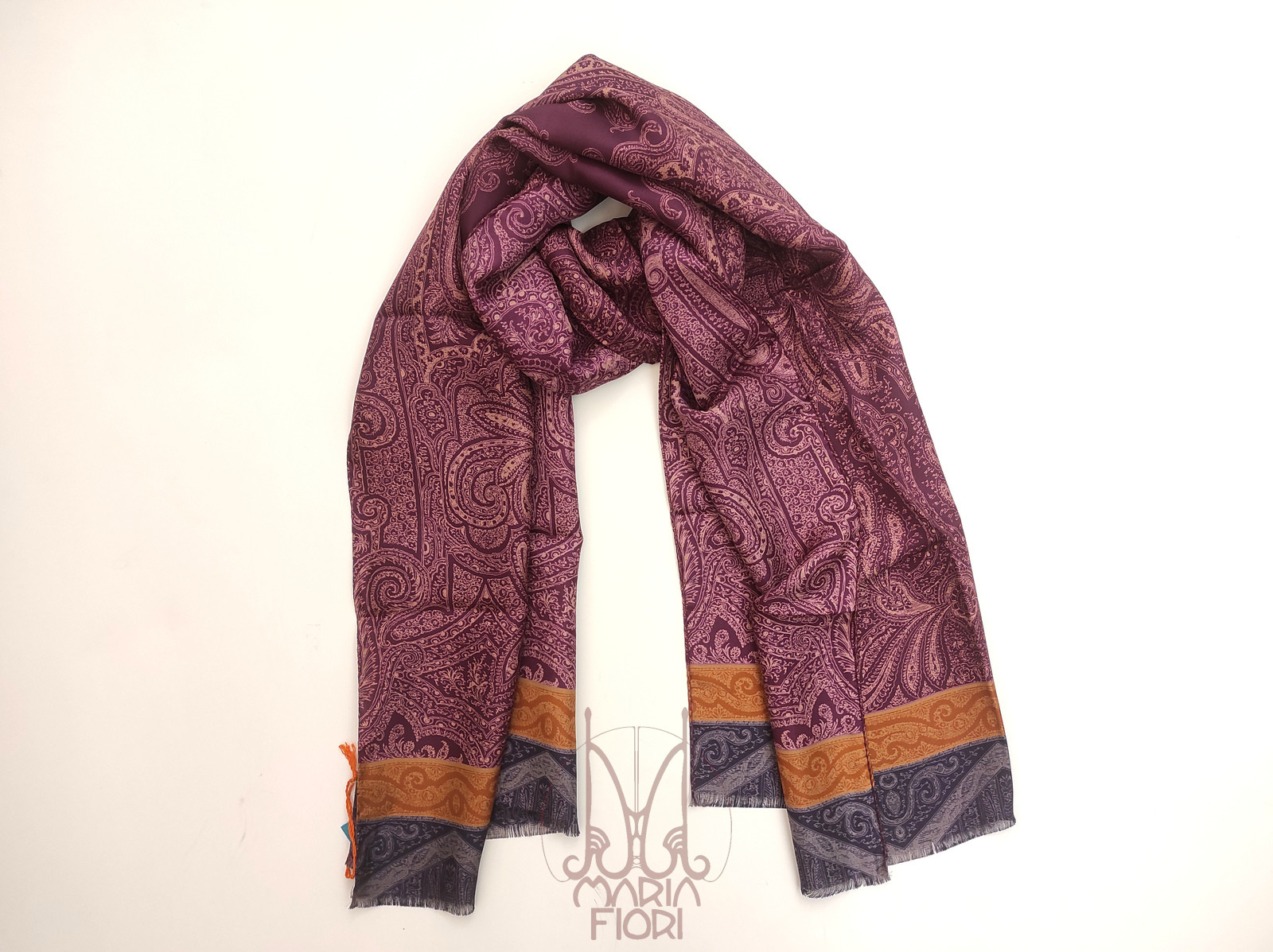 Barbieri - Stola/Sciarpa Seta Twill 52x190 - Bordeaux Dis.Cashmere