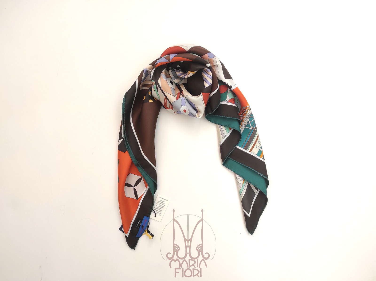 Barbieri Foulard Seta Twill Doppia Stampa 90x90 - Verde/Moro Multi - immagine 2