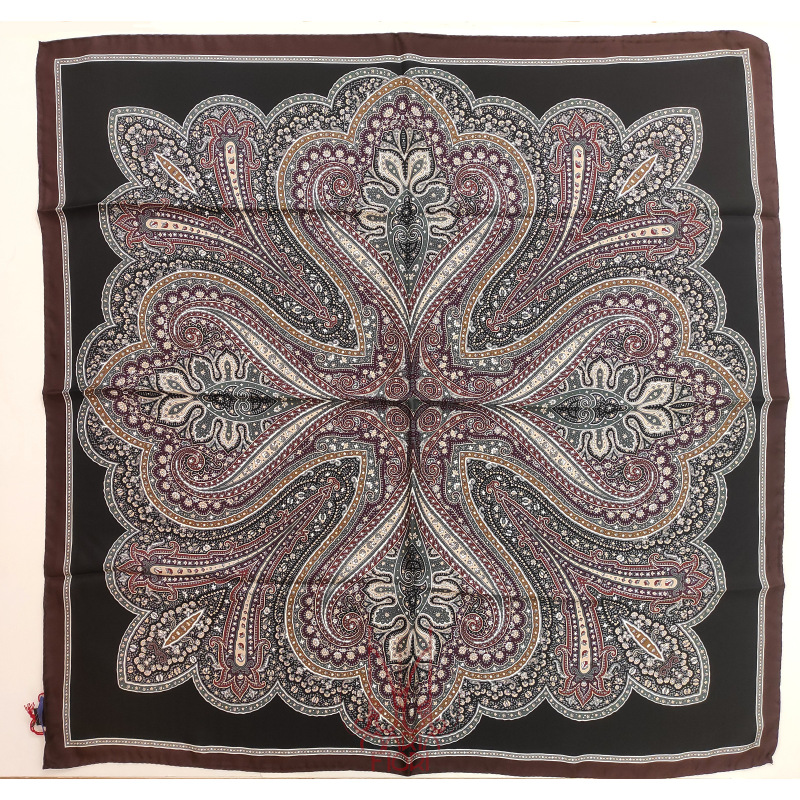 Barbieri Foulard Seta Twill 90x90 - Nero Multicolor