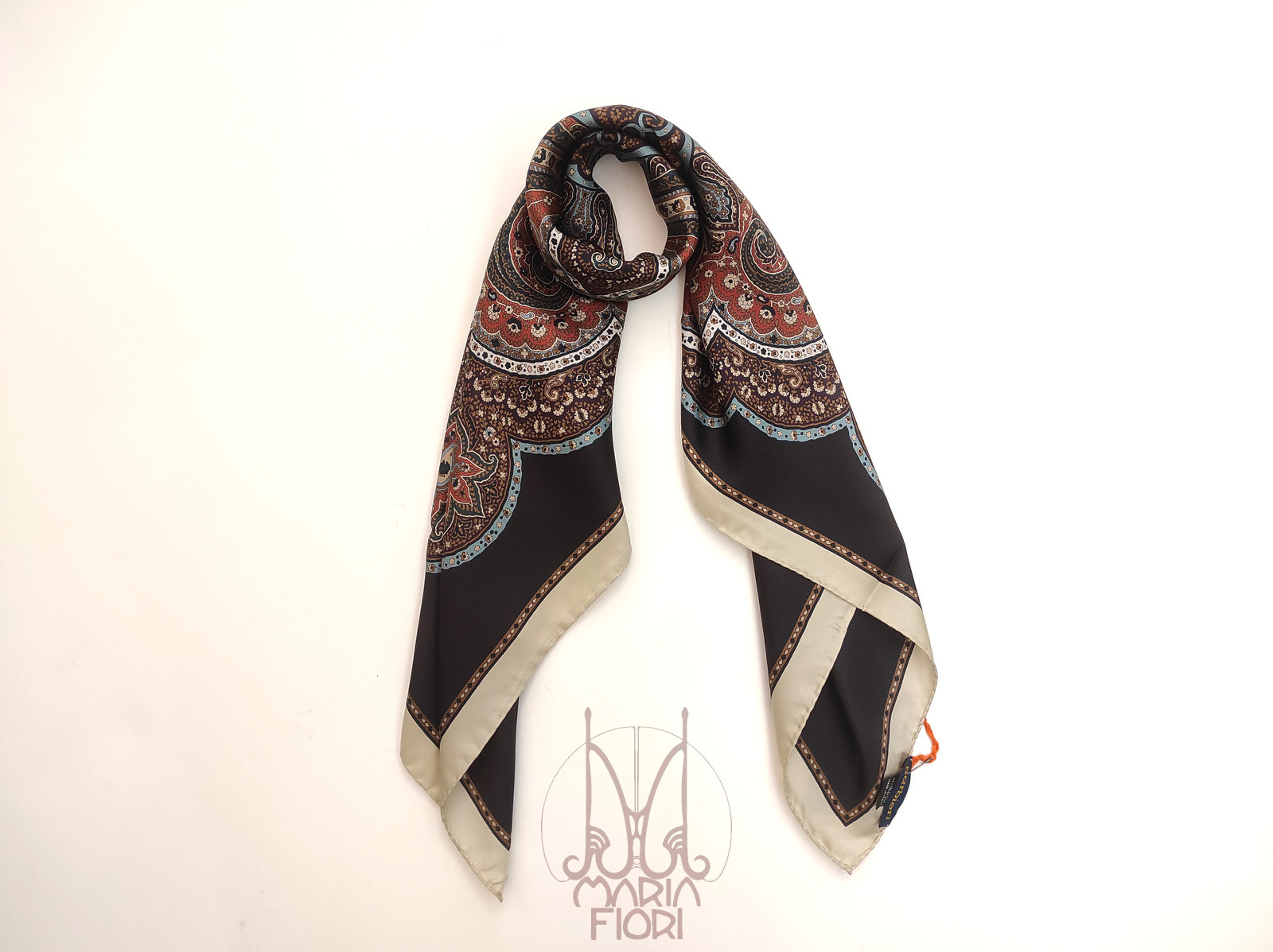 Barbieri Foulard Seta Twill 90x90 - Marrone Multicolor - immagine 2