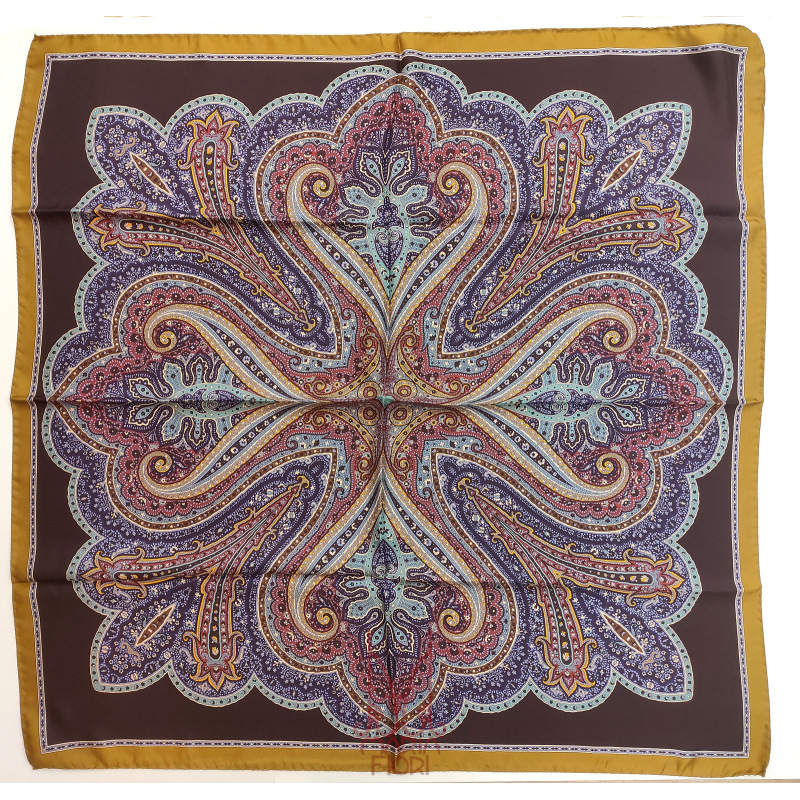 Barbieri Foulard Seta Twill 90x90 - Bordeaux Multicolor