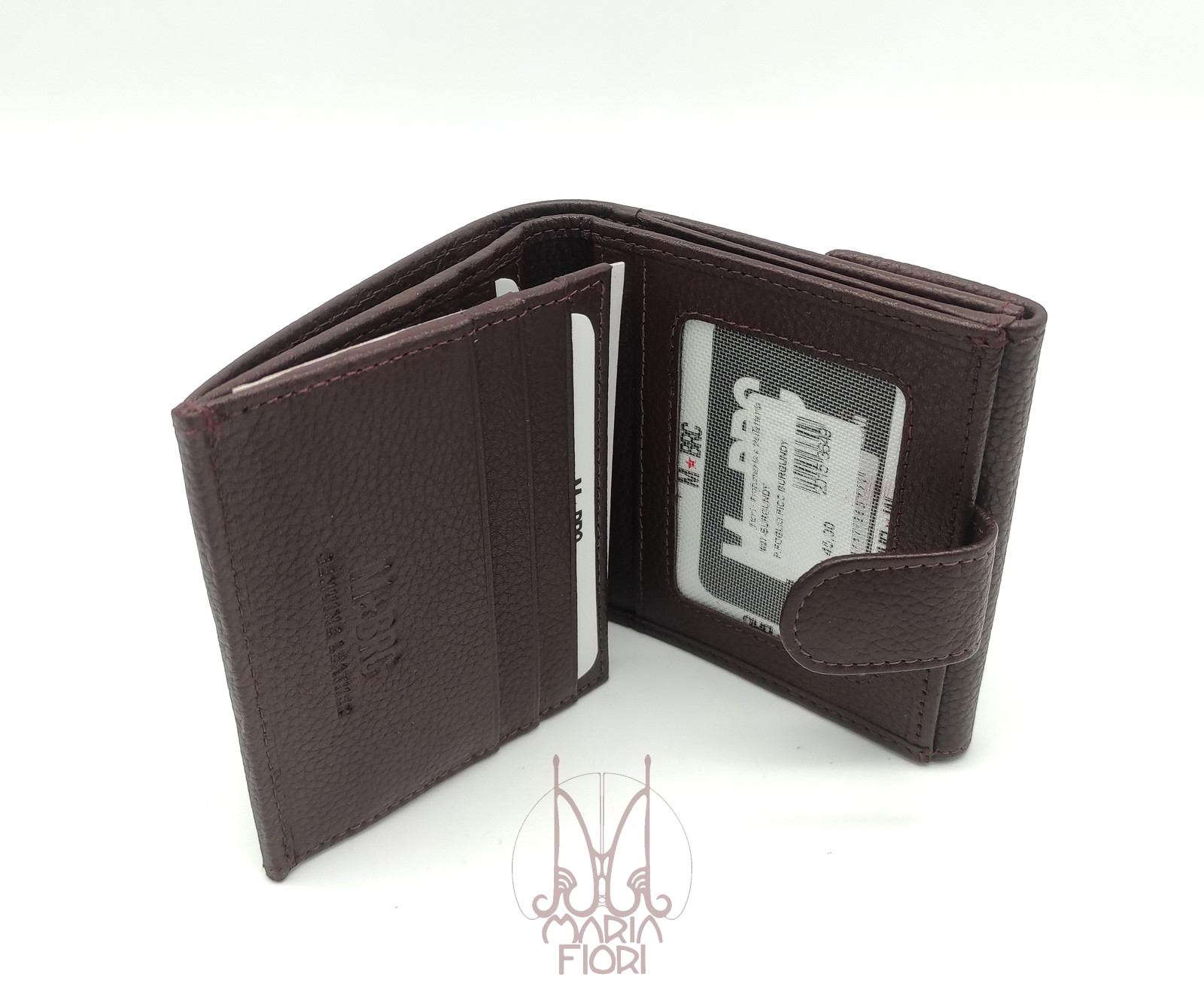 MBRC - Portafoglio piccolo flap p/monete in Pelle - Burgundy - immagine 2
