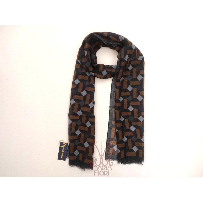 Barbieri - Sciarpa Lana Maglia St. 55x190 - Blu/Marrone Multi