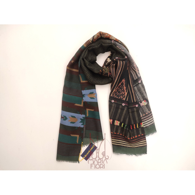 Barbieri - Sciarpa Lana Twill St. 55x190 - Verde Multi