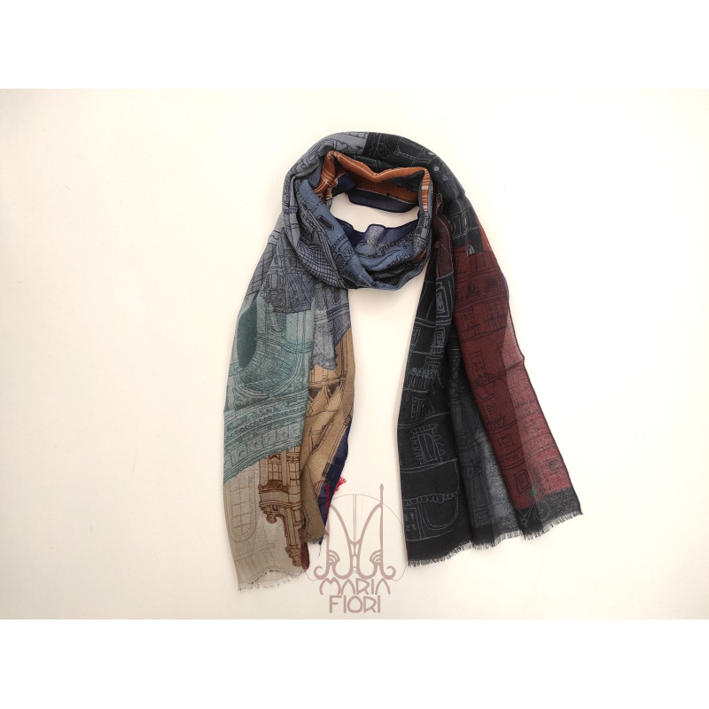 Barbieri - Sciarpa Lana Maglia St. 55x190 - Blue Multi