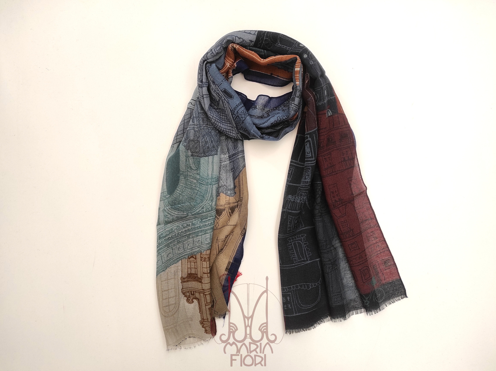 Barbieri - Sciarpa Lana Maglia St. 55x190 - Blue Multi