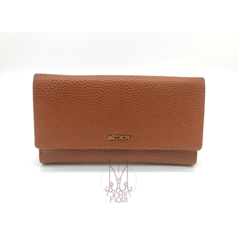 Gattinoni - Portafoglio pelle large Karin Flap Cuoio/Arancio