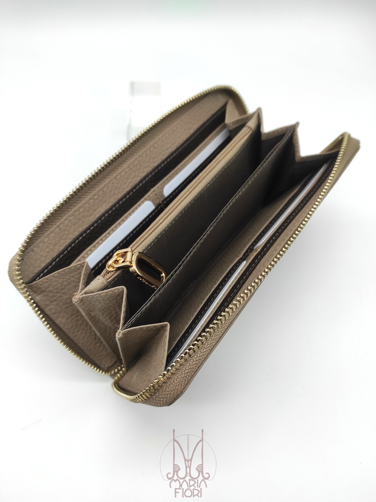 Gattinoni - Portafoglio Zip Around Pelle Karin Taupe/T.Moro - immagine 2