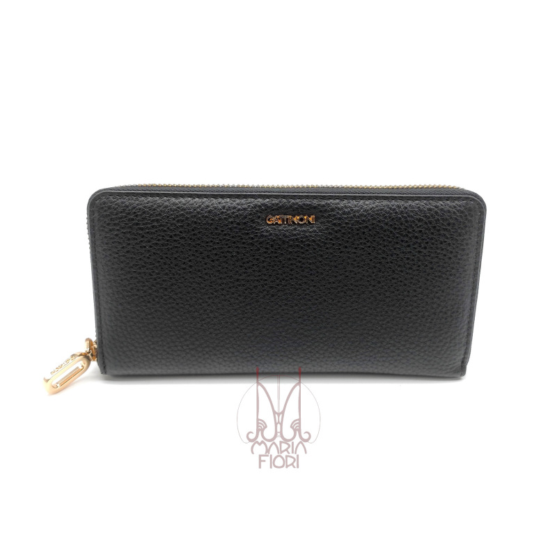 Gattinoni - Portafoglio Zip Around Pelle Karin Nero/Pink