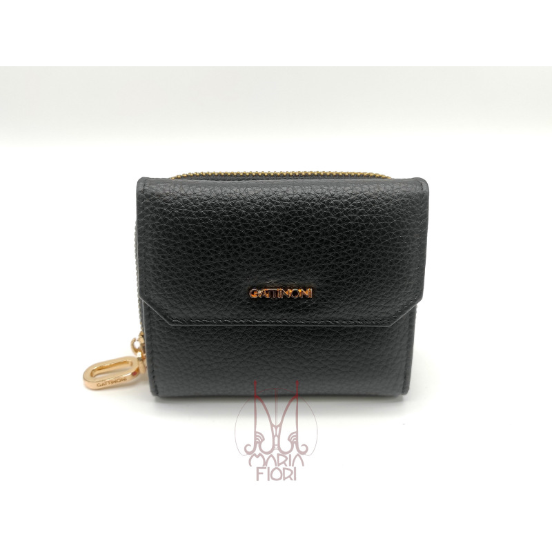 Gattinoni - Portafoglio pelle piccolo Karin Flap Nero/Pink