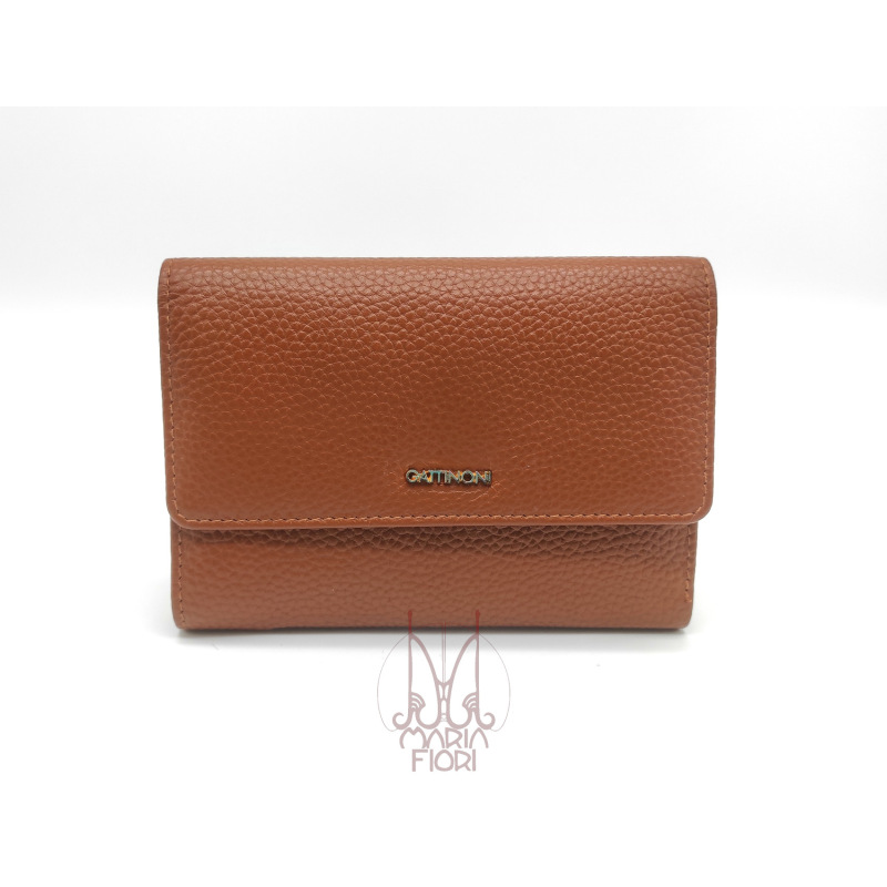 Gattinoni - Portafoglio pelle medio Karin Flap Cuoio/Arancio