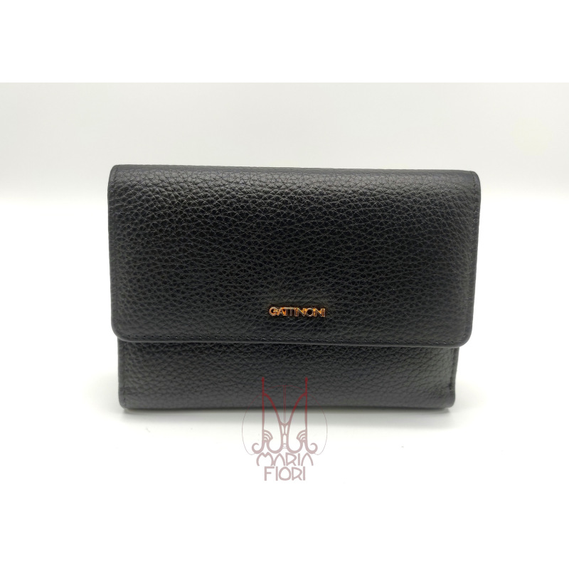 Gattinoni - Portafoglio pelle medio Karin Flap Nero/Pink