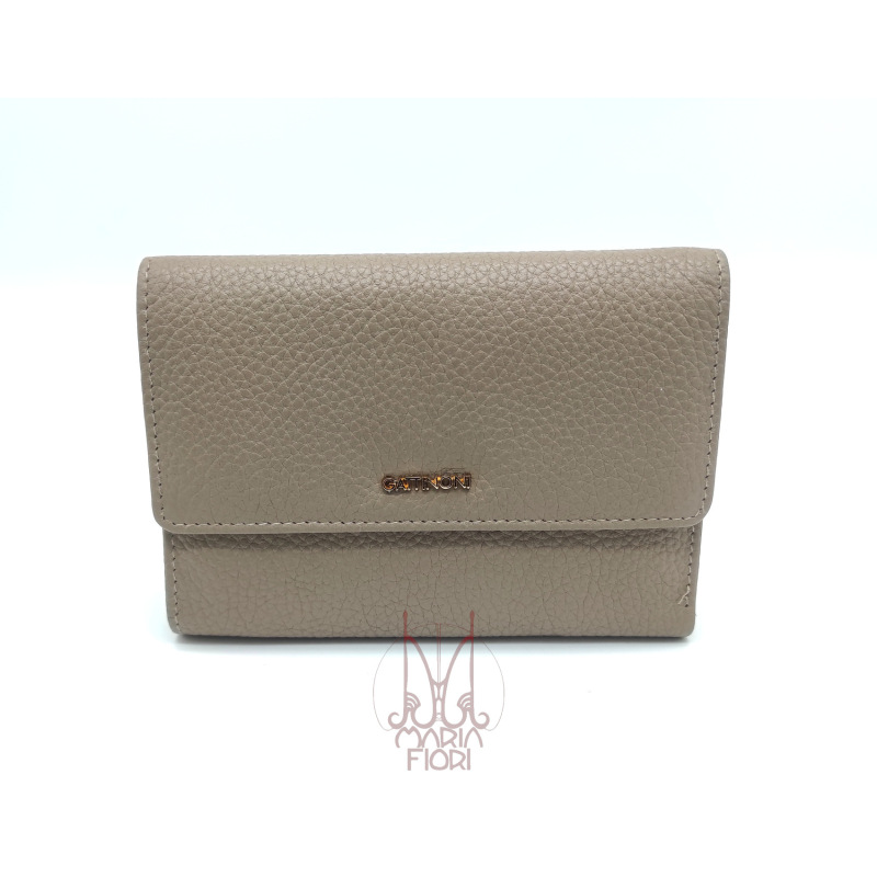 Gattinoni - Portafoglio pelle medio Karin Flap Taupe/T.Moro