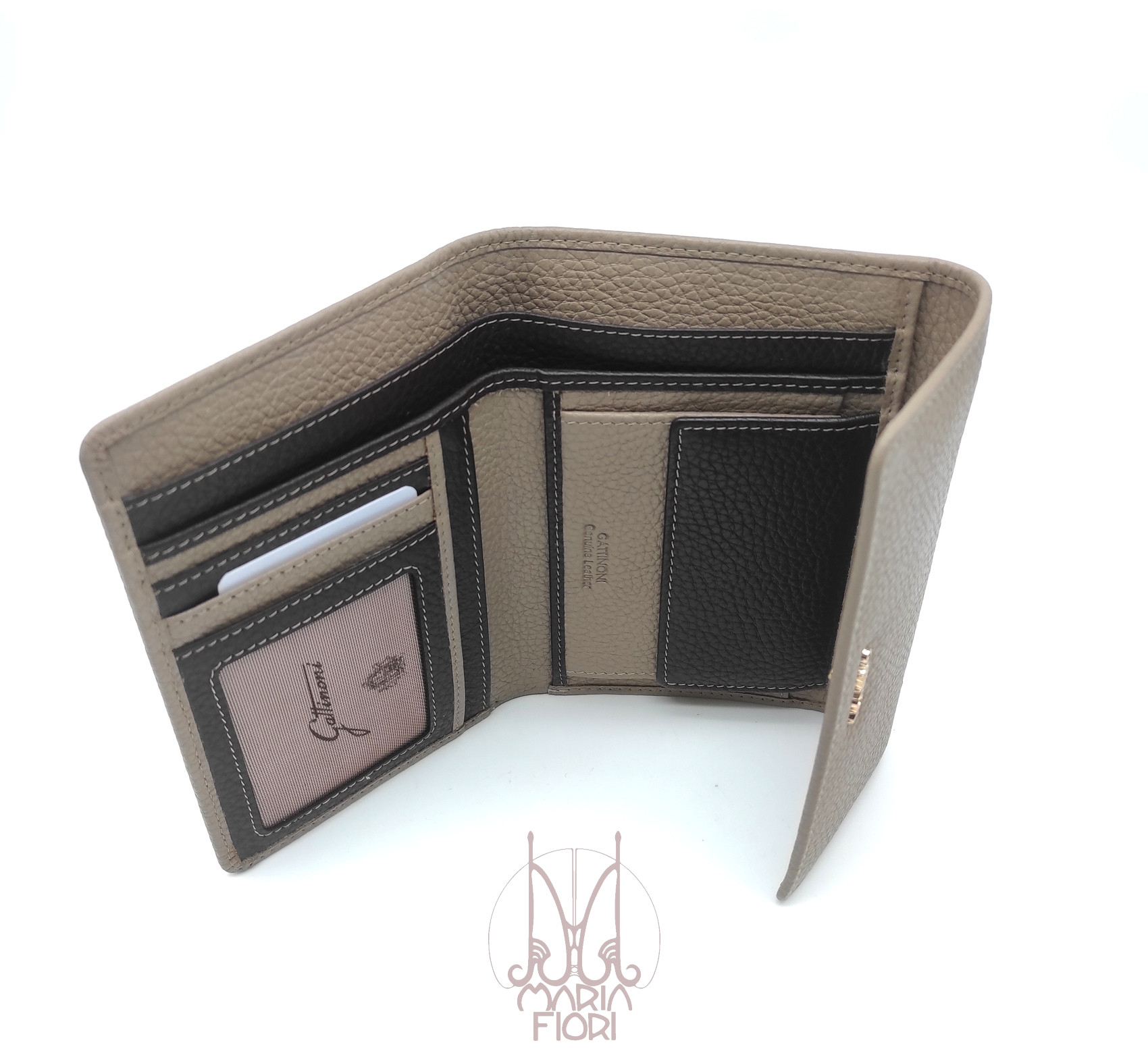 Gattinoni - Portafoglio pelle medio Karin Flap Taupe/T.Moro - immagine 2