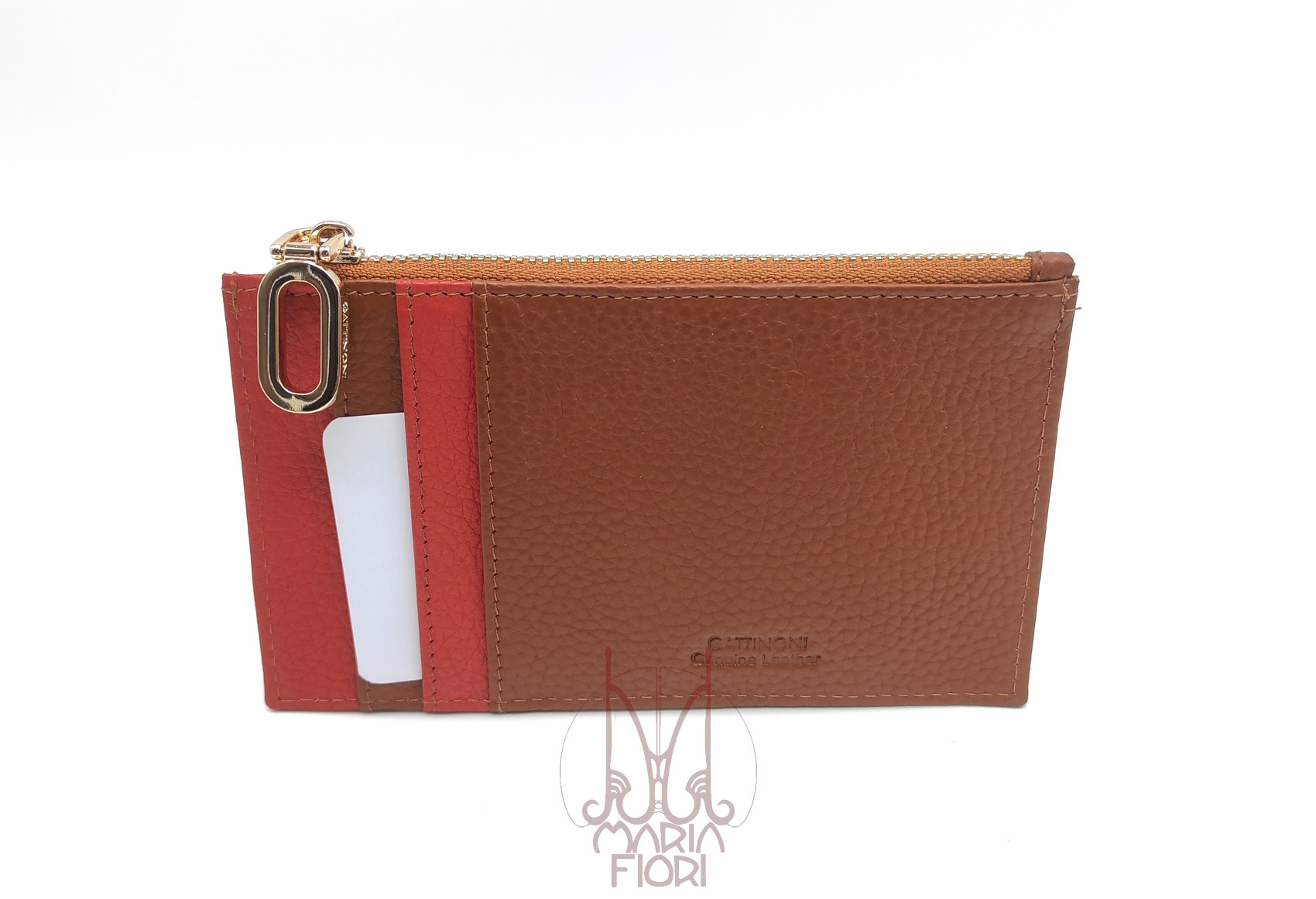 Gattinoni - Portacarte pelle con tasca zip Karin Cuoio/Arancio - immagine 2