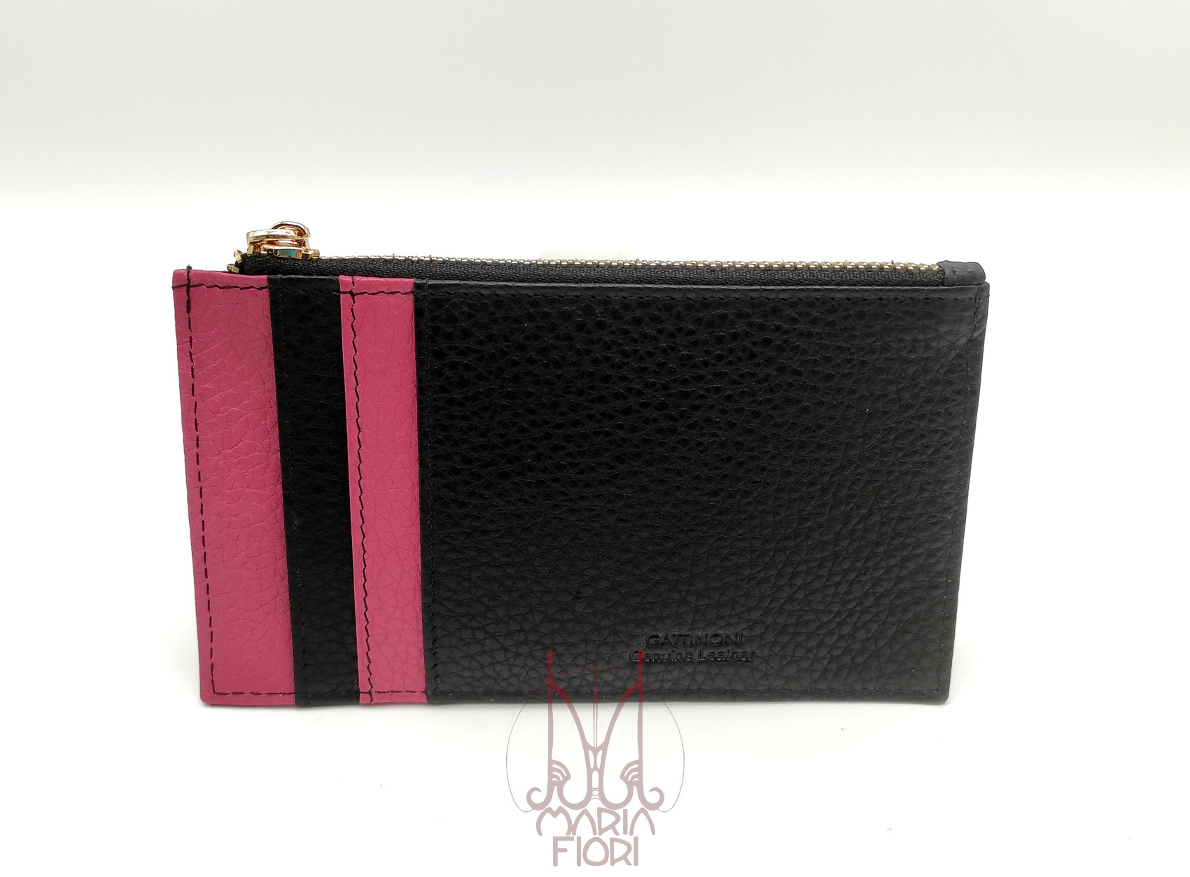 Gattinoni - Portacarte pelle con tasca zip Karin Nero/Pink - immagine 2