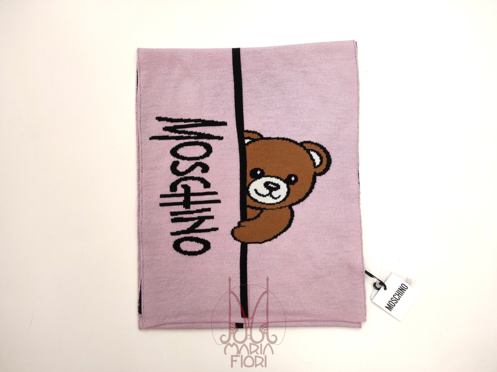 MOSCHINO Sciarpa Lana Multi Toy 30x180 Rosa/Nero - immagine 2
