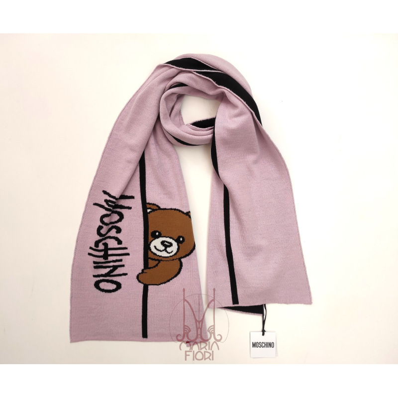 MOSCHINO Sciarpa Lana Multi Toy 30x180 Rosa/Nero