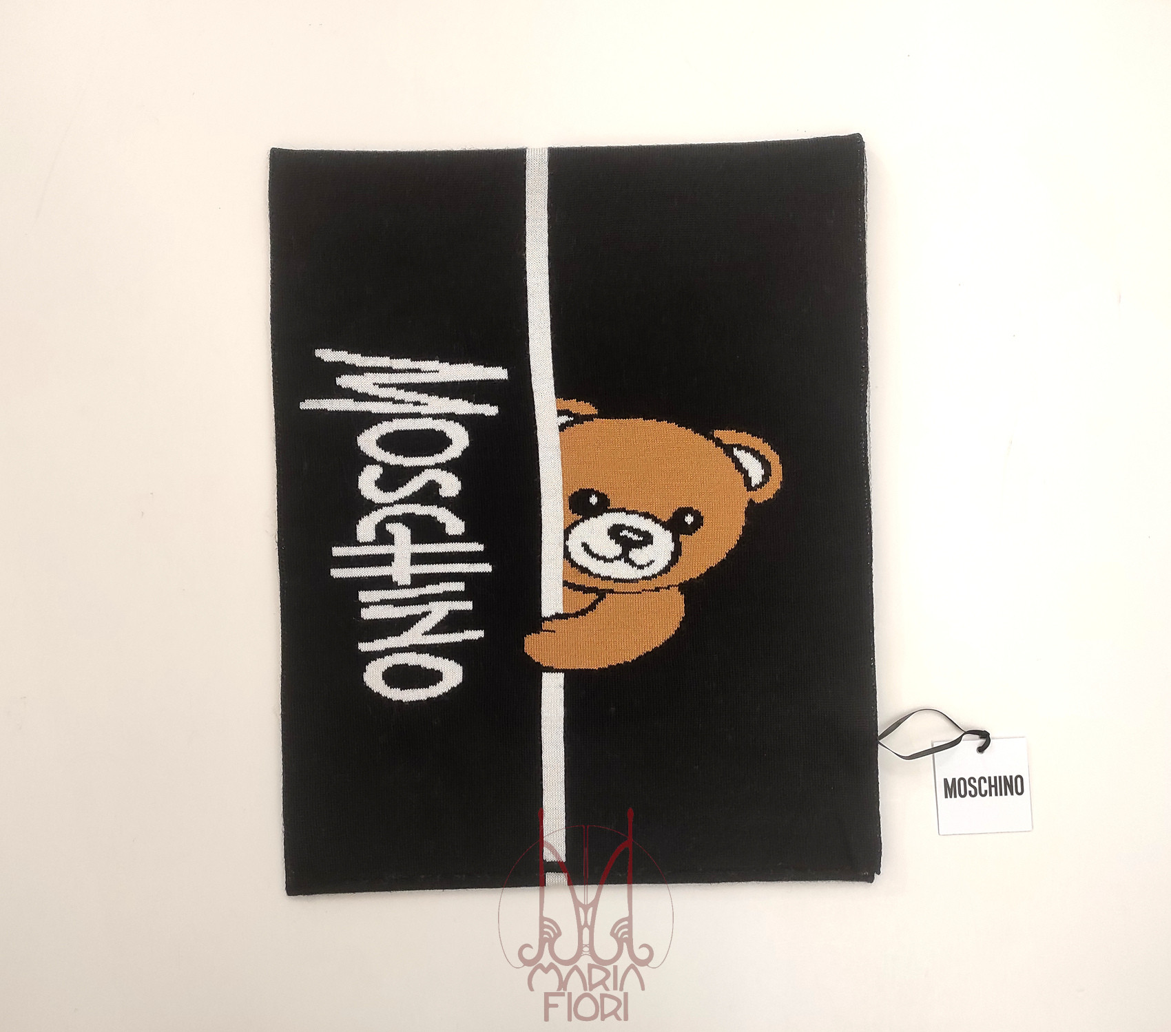 MOSCHINO Sciarpa Lana Multi Toy 30x180 Nero/Bianco - immagine 2